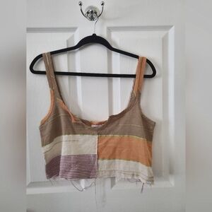 Urban Outfitters Brown Colorblock Cotton Crop Tank Top Women's Medium